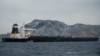 The Grace 1 supertanker, suspected of carrying crude oil to Syria in violation of EU sanctions, is shown after it was detained off the coast of Gibraltar on July 6.