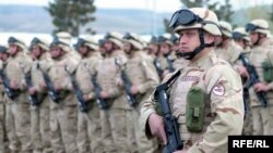 Georgian troops in a departure ceremony in Tbilisi in 2010 for 750 colleagues being deployed to Afghanistan.